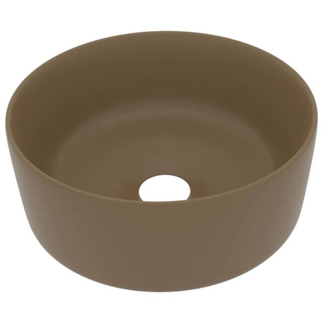 Berkfield Home Luxury Wash Basin Round Matt Cream 40x15 cm Ceramic in Taupe - image 1