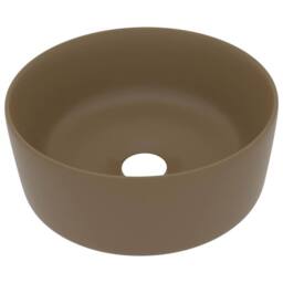 Berkfield Home Luxury Wash Basin Round Matt Cream 40x15 cm Ceramic in Taupe