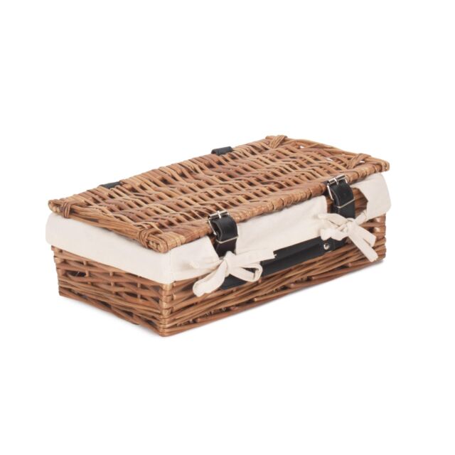 Red Hamper Wicker Small Packaging Cotton Lined Basket in White - image 1