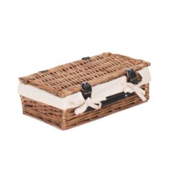 Red Hamper Wicker Small Packaging Cotton Lined Basket in White - thumbnail 1