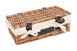 Red Hamper Wicker Small Packaging Cotton Lined Basket in White - thumbnail 3