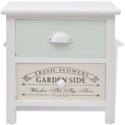 Berkfield Home French Bedside Cabinets 2 pcs Wood in White - thumbnail 3