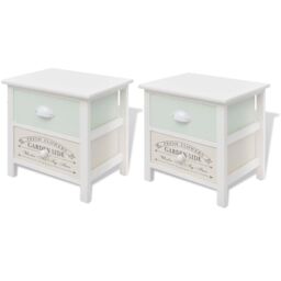 Berkfield Home French Bedside Cabinets 2 pcs Wood in White - thumbnail 2