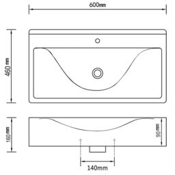 Berkfield Home Wash Basin with Overflow 60x46x16 cm Ceramic Silver - Size: 60 x 46 x 16 cm - thumbnail 6