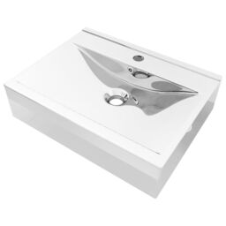 Berkfield Home Wash Basin with Overflow 60x46x16 cm Ceramic Silver - Size: 60 x 46 x 16 cm - thumbnail 2