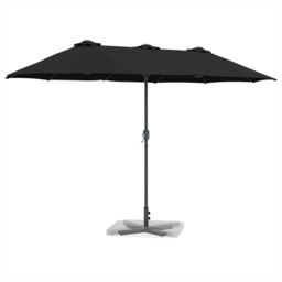 Berkfield Home Garden Parasol Black 380 x 196 x 235 cm Powder-coated steel - thumbnail 3