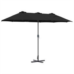 Berkfield Home Garden Parasol Black 380 x 196 x 235 cm Powder-coated steel - thumbnail 8