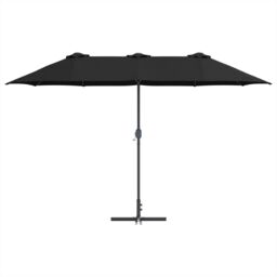Berkfield Home Garden Parasol Black 380 x 196 x 235 cm Powder-coated steel - thumbnail 5