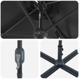 Berkfield Home Garden Parasol Black 380 x 196 x 235 cm Powder-coated steel - thumbnail 9