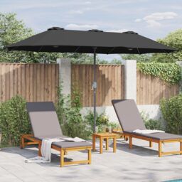 Berkfield Home Garden Parasol Black 380 x 196 x 235 cm Powder-coated steel - thumbnail 4
