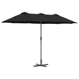 Berkfield Home Garden Parasol Black 380 x 196 x 235 cm Powder-coated steel - thumbnail 2