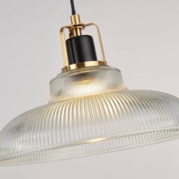 Lighting Collection RIBBED GLASS PENDANT CEILING LIGHT in Bronze - thumbnail 4