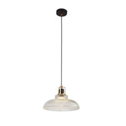 Lighting Collection RIBBED GLASS PENDANT CEILING LIGHT in Bronze - thumbnail 2