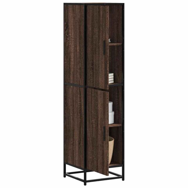 Berkfield Home Highboard Brown Oak 35.5x35x139 cm Engineered Wood & Metal - image 1
