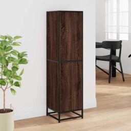 Berkfield Home Highboard Brown Oak 35.5x35x139 cm Engineered Wood & Metal - thumbnail 3