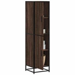 Berkfield Home Highboard Brown Oak 35.5x35x139 cm Engineered Wood & Metal - thumbnail 1