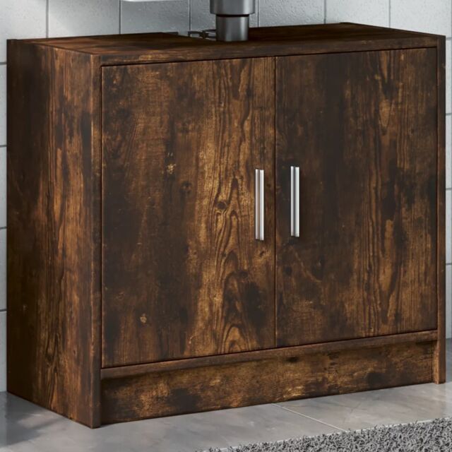 Berkfield Home Sink Cabinet Smoked Oak 63x29x55 cm Engineered Wood in Brown - Size: 63 x 29 x 55 cm - image 1