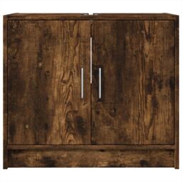 Berkfield Home Sink Cabinet Smoked Oak 63x29x55 cm Engineered Wood in Brown - Size: 63 x 29 x 55 cm - thumbnail 4