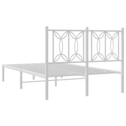 Berkfield Home Metal Bed Frame without Mattress with Headboard White 120x190cm - Size: 120x190 cm - thumbnail 6