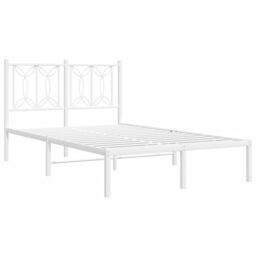 Berkfield Home Metal Bed Frame without Mattress with Headboard White 120x190cm - Size: 120x190 cm - thumbnail 3