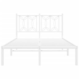 Berkfield Home Metal Bed Frame without Mattress with Headboard White 120x190cm - Size: 120x190 cm - thumbnail 4