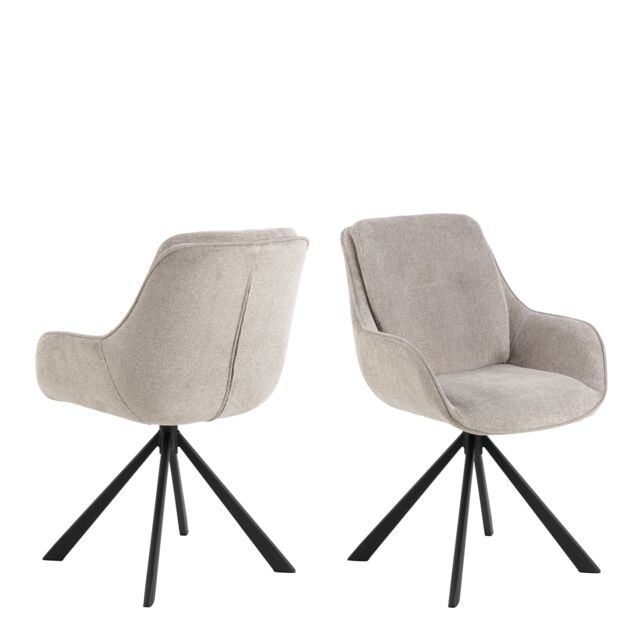 Furniture To Go Carrie Swivel Dining Chair in Sand Set of 2 in Light Grey