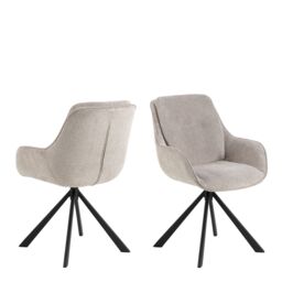 Furniture To Go Carrie Swivel Dining Chair in Sand Set of 2 in Light Grey - thumbnail 1