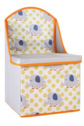 Orsina Elephant Design Kids Storage Seat, Easy to Maintain Children Bedroom Seat, Adjustable Playroom Seat in Grey - thumbnail 3