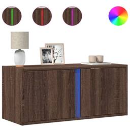 Berkfield Home TV Wall Cabinet with LED Lights Brown Oak 80x31x35 cm - Size: 80 x 31 x 35 cm - thumbnail 3
