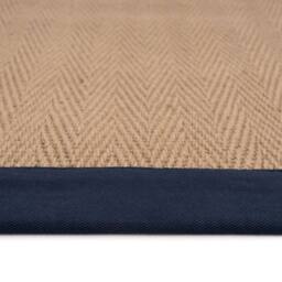 Kukoon Beige Natural Jute Herringbone Pattern Non Slip Navy Border Rug - Size: 120 cm x 170 cm - thumbnail 4