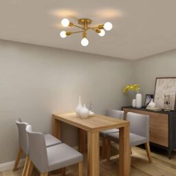 COMELY Industrial Chandelier, 5 Light E27 Retro Metal Ceiling Lights, Gold - thumbnail 3