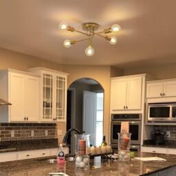 COMELY Industrial Chandelier, 5 Light E27 Retro Metal Ceiling Lights, Gold - thumbnail 4
