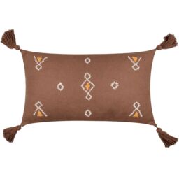 Furn Meare Embroidered 100% Cotton Cushion in Brown - Size: 30 cm x 50 cm - thumbnail 2