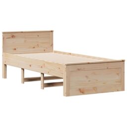 Berkfield Home Bed Frame without Mattress with Headboard 75x190 cm Small Single Solid Wood Pine in Brown - thumbnail 5