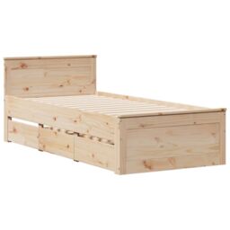 Berkfield Home Bed Frame without Mattress with Headboard 75x190 cm Small Single Solid Wood Pine in Brown - thumbnail 3