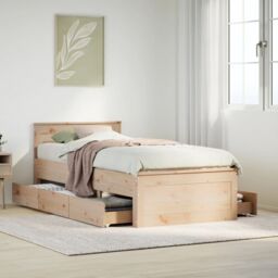 Berkfield Home Bed Frame without Mattress with Headboard 75x190 cm Small Single Solid Wood Pine in Brown - thumbnail 1