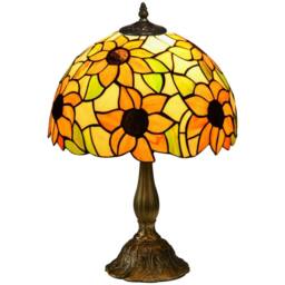 Wyld Haus Limbaka Orange Sunflower Stained Glass Table Lamp - thumbnail 2