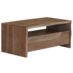 Berkfield Home Beautiful Coffee Table Solid Acacia Wood Live Edges 90x50x40 cm Grey - Size: 90 x 50 x 40 cm - thumbnail 2