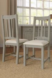 FWStyle 2x Solid Reclaimed Pine Limewashed Dining Chairs in Grey