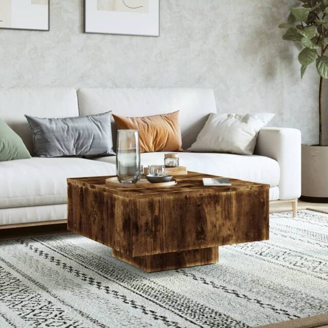 Berkfield Home Premium Coffee Table Smoked Oak 60x60x31.5 cm Engineered Wood in Brown - image 1