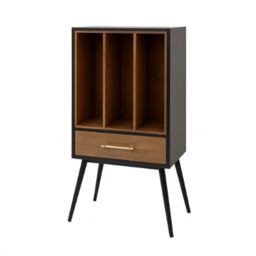 Melody Maison Mid-Century Modern Vinyl Record Storage Cabinet in Black