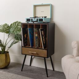 Melody Maison Mid-Century Modern Vinyl Record Storage Cabinet in Black - thumbnail 2