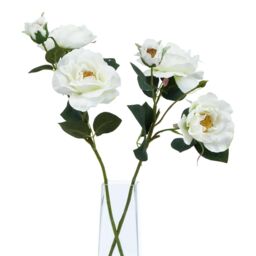 Hill Interiors The Natural Garden Collection Tea Rose Artificial Flower in White - thumbnail 3
