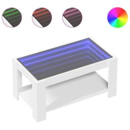 Berkfield Home Coffee Table with LED White 93x53x45 cm Engineered Wood - Size: 93 x 53 x 45 cm - thumbnail 1