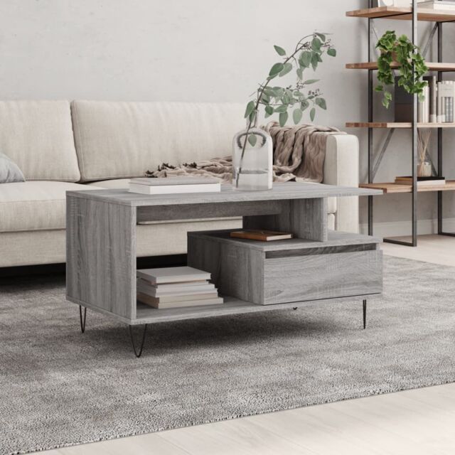 Berkfield Home Coffee Table Grey Sonoma 90x49x45 cm Engineered Wood - Size: 90 x 49 x 45 cm - image 1