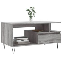 Berkfield Home Coffee Table Grey Sonoma 90x49x45 cm Engineered Wood - Size: 90 x 49 x 45 cm - thumbnail 3