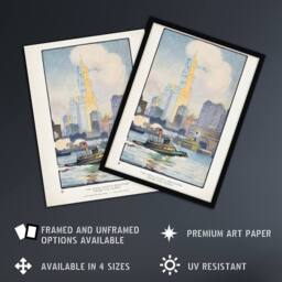 "Artery8 The Woolworth Building from the Ferry Elmer Framed Wall Art Print in White - Size: W12"" x H16""" - thumbnail 2