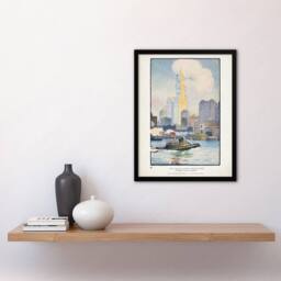 "Artery8 The Woolworth Building from the Ferry Elmer Framed Wall Art Print in White - Size: W12"" x H16""" - thumbnail 4