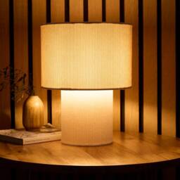K LIVING Tokyo Ivory Velvet Stripe Table Lamp in Cream - thumbnail 2