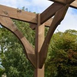 Rutland County Garden Furniture Ltd Wall Mounted Premium Pergola 3 Post, L480 x W480 cm, Rustic Brown - thumbnail 3